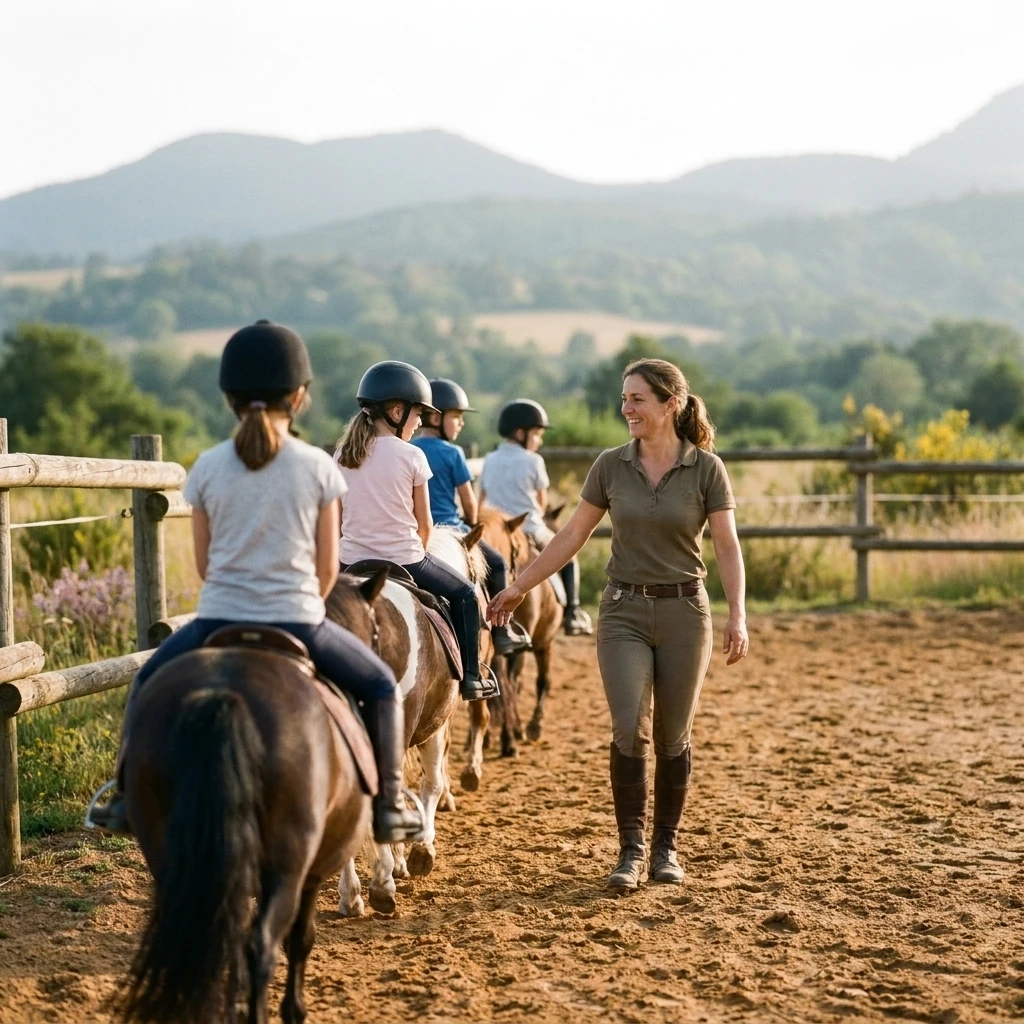 Cours de poney à Bressolles, Allier